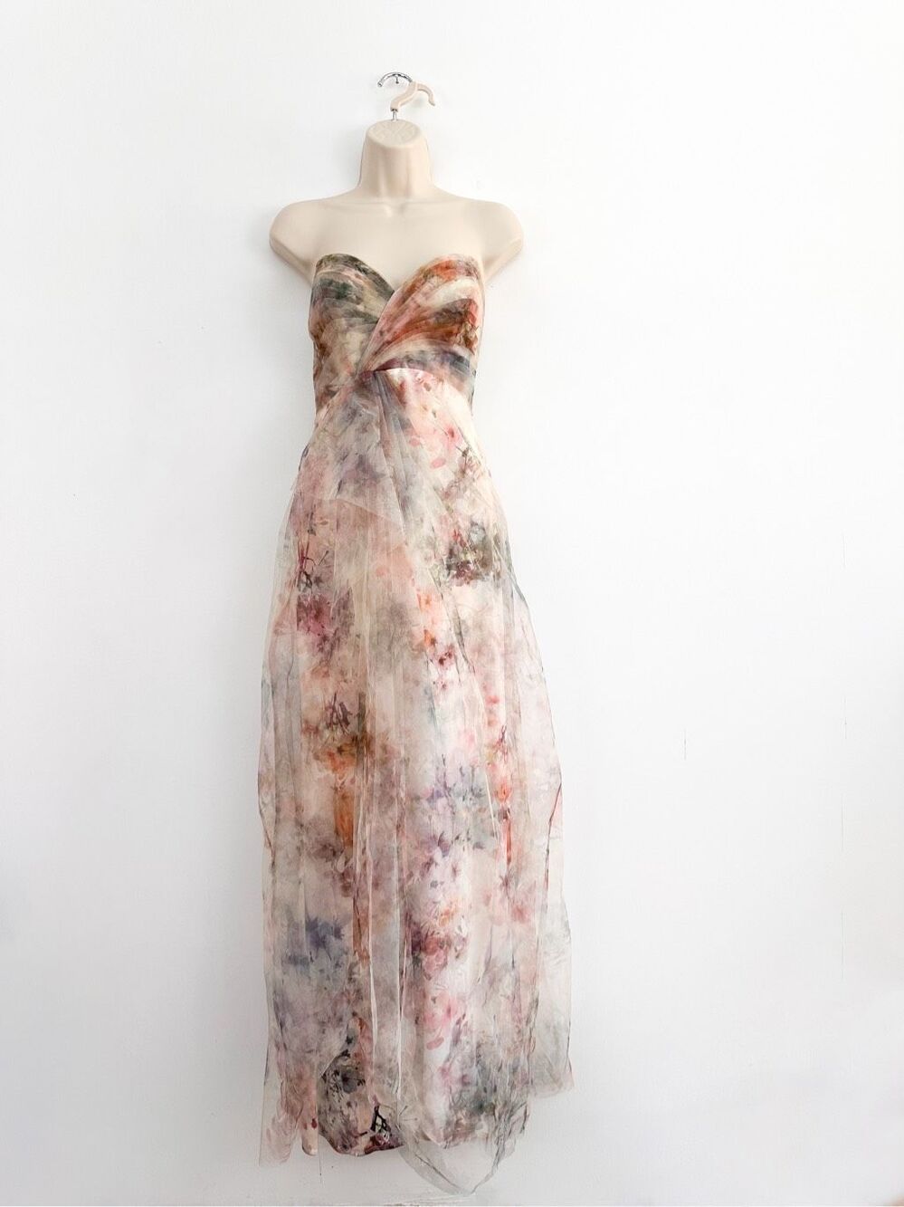 Rene Ruiz Women’s Floral Strapless Sweetheart Mesh Overlay Dress